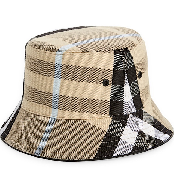 BURBERRY  Beige Check Jacquard Bucket Hat - Dusty Sand main image 8